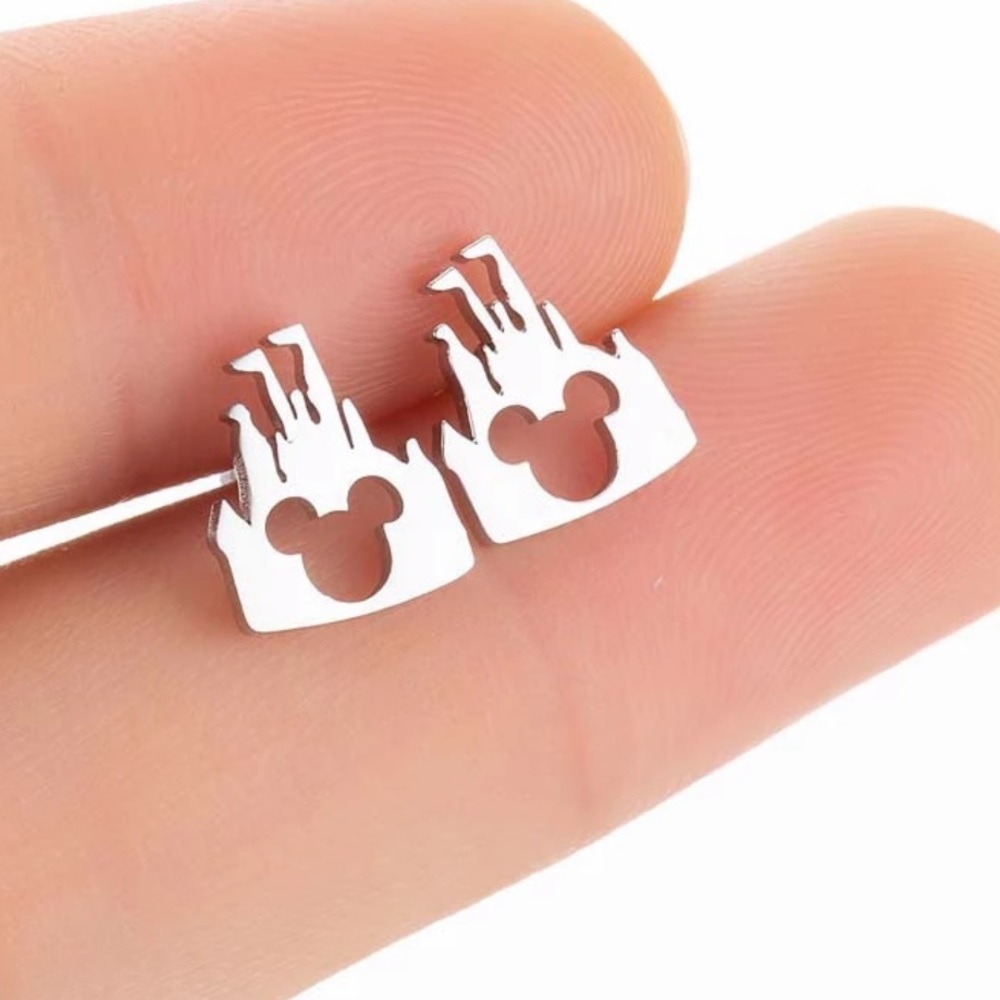 DISNEYLAND SILVER Stainless Steel Stud Earrings With Gift Bag